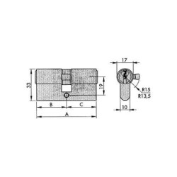 CILINDRO MONOBLOCK DE 70 35X35 LATONADO Y53535LT
