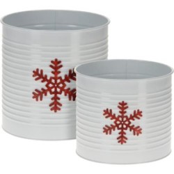 SET 2 MACETEROS METALICOS BLANCO  AZ3000220