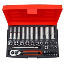 JUEGO 37 PZAS.VASOS SERIE LARGA+PUNTAS 1/4'  SL25L
