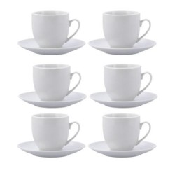SET 6 TAZAS CON PLATO PORCELANA 20CL NEW RENOVA