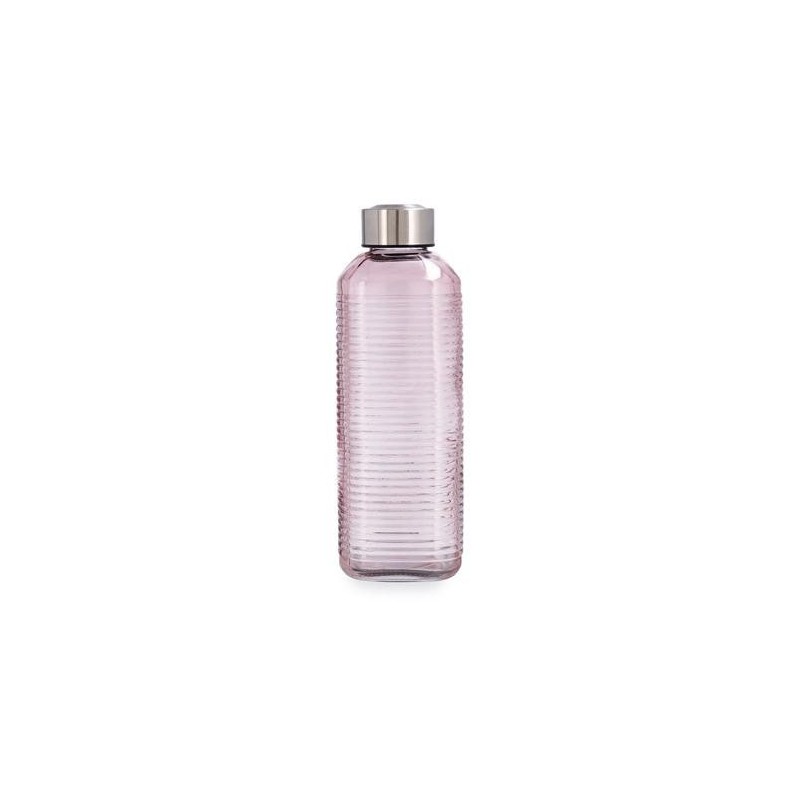 BOTELLA VIDRIO ROSA ACERO INOX 1,3L VELVET QUID