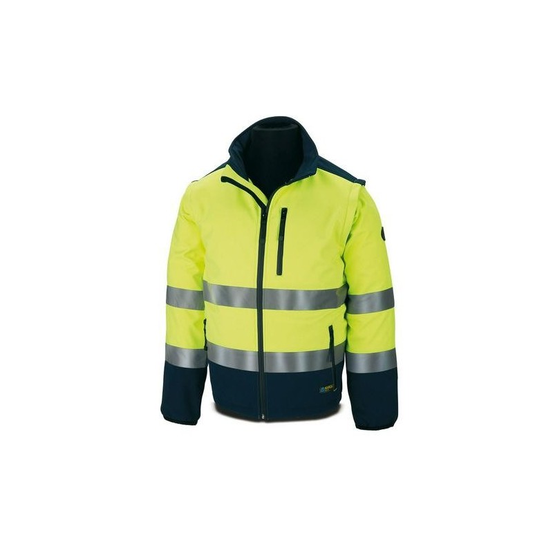 CAZADORA TIPO SOFT SHELL AMARILLA AZUL T.XXXL