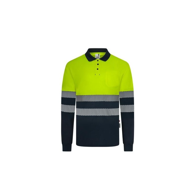 POLO GRIS BICOLOR M/L ALTA VISIBIL AZUL/AMAR T.M