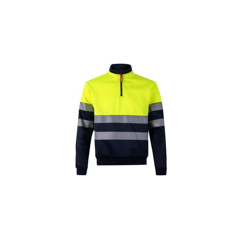 SUDADERA CREMALLERA ALTA VISIBIL AZUL/AMAR T.S