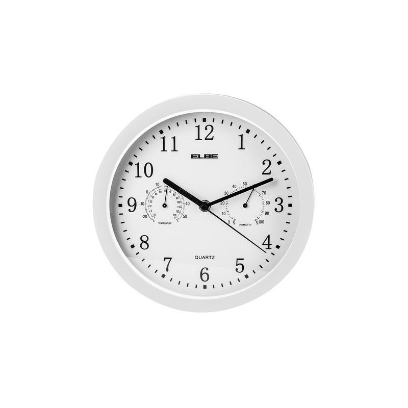 RELOJ PARED ANALOGICO BLN 25CM TEMP/HUMD RP-2005-B