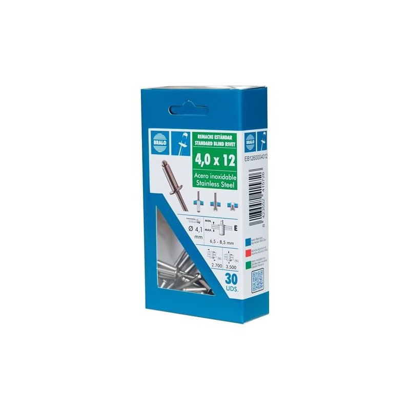 REMACHE INOX/INOX 3,2X08MM. ECOBLISTER (C-70)