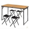 MESA PLEGABLE ALUMINIO 4 TABURETES NEGRO/MADERA