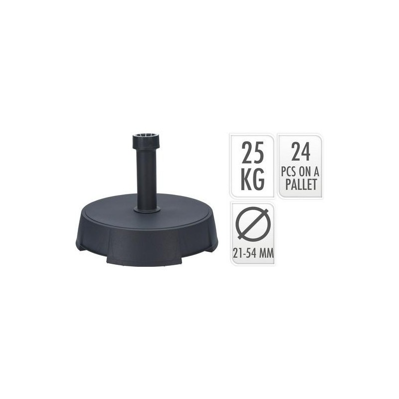 BASE PARASOL ANTRACITA 25KG POSTES Ø21-54 MM Ø40