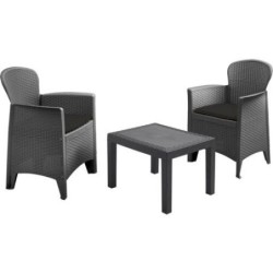 CONJUNTO 2 SILLONES + 1 MESA GRIS 042280180