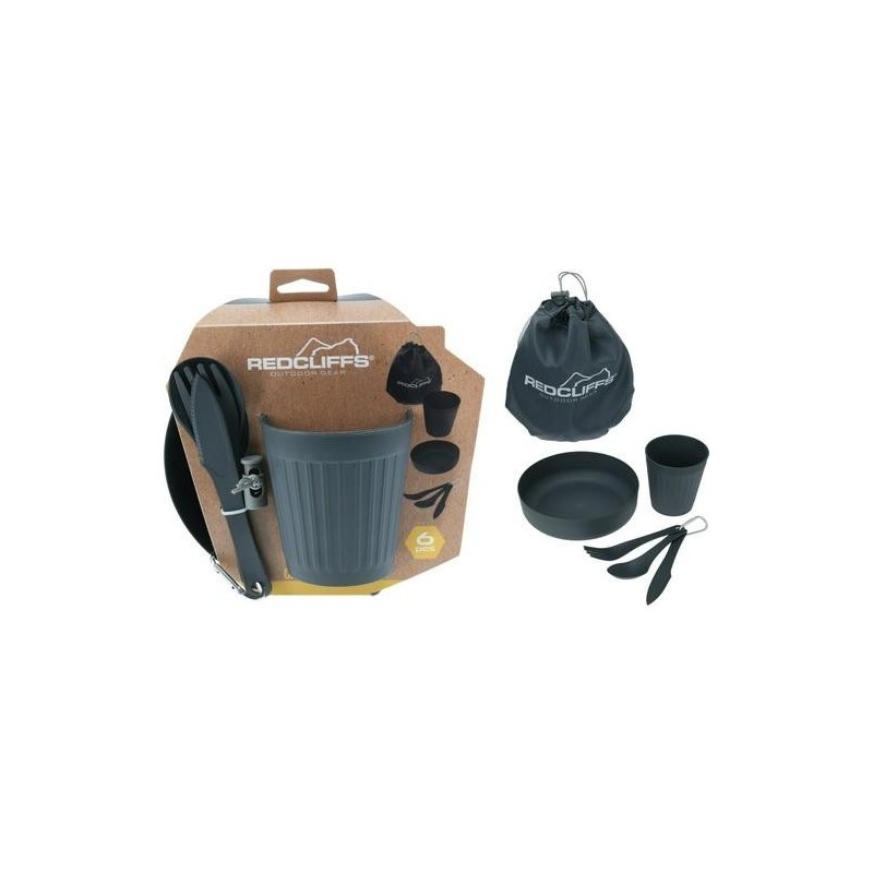 VAJILLA PARA CAMPING 6 PIEZAS COLOR GRIS