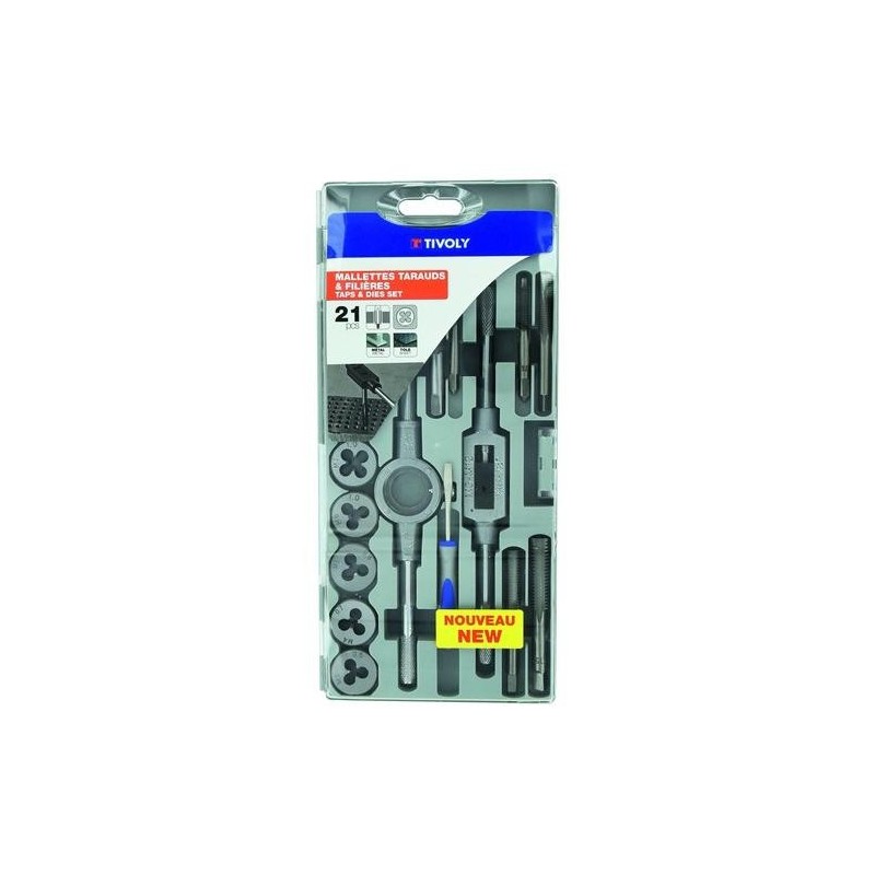ESTUCHE MACHOS Y COJINETES 21 PIEZAS M3 A M12