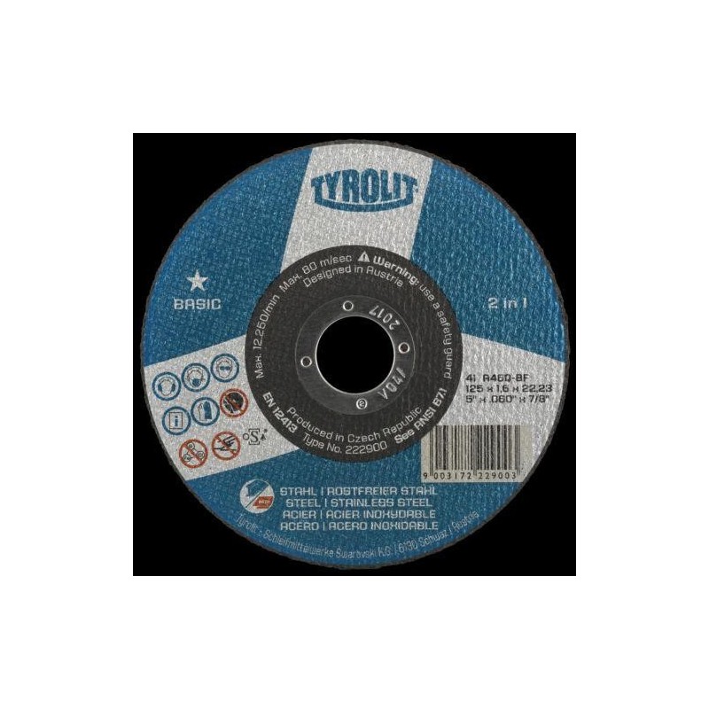 DISCO CORTE ACERO/INOXIDABLE 125X2.5X22.23 223022