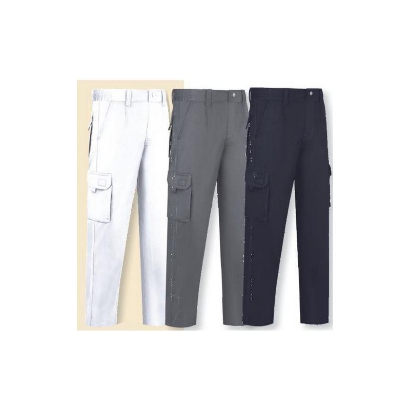 PANTALON STRETCH MULTIBOLSILLOS L9000 BLANCO T-44