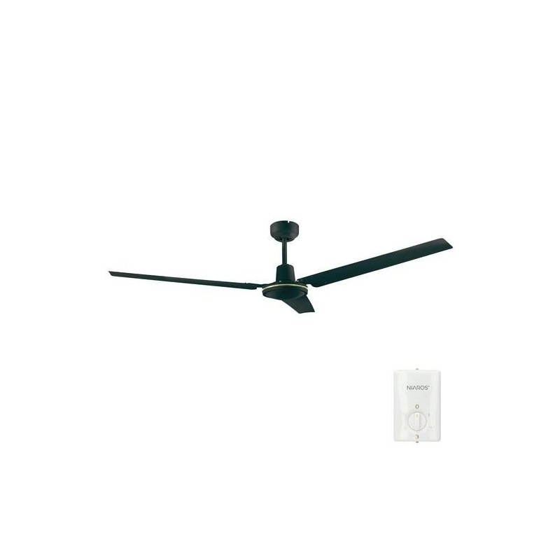VENTILADOR TECHO SALTOK MANDO Ø142 220-240V NEGRO