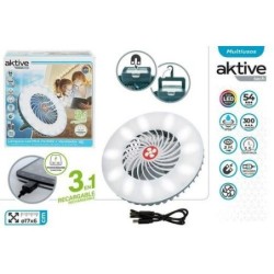 LÁMPARA LED RECARGABLE C/ VENTILADOR Y CARGADOR