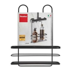 ESTANTE BAÑO CON GANCHO ORIGIN LAVA NEGRO 28x14x38