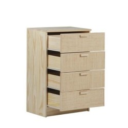 COMODA MADERA Y FIBRA NATURAL AURA 65X36X96CM