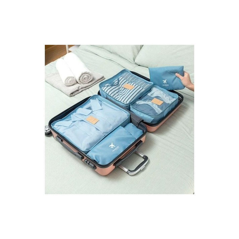 SET BOLSAS ORGANIZADORAS MALETAS 6 PIEZAS AZUL