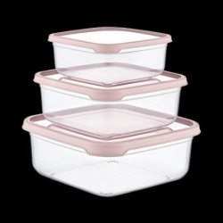 SET 3 TUPPER CUADRADO ROSA (400-800-1400ML)  04129