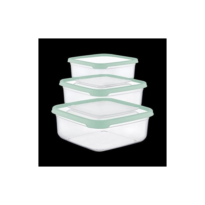 SET 3 TUPPER CUADRADO VERDE (400-800-1400ML) 04130