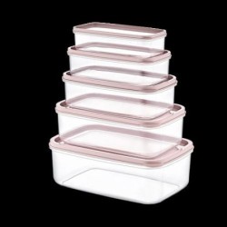 SET 5 TUPPER RECTANG ROSA 330-530-850-1300-2100ML