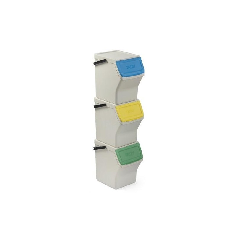 SET 3 CUBOS RECICLAJE MODULAR 20L BLANCO 1105701