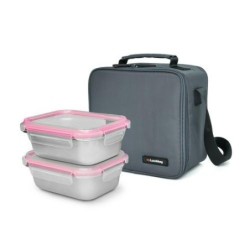 LUNCHBAG INOXBAG GRIS + 2 CONTENEDOR 0.7L  9283-TX
