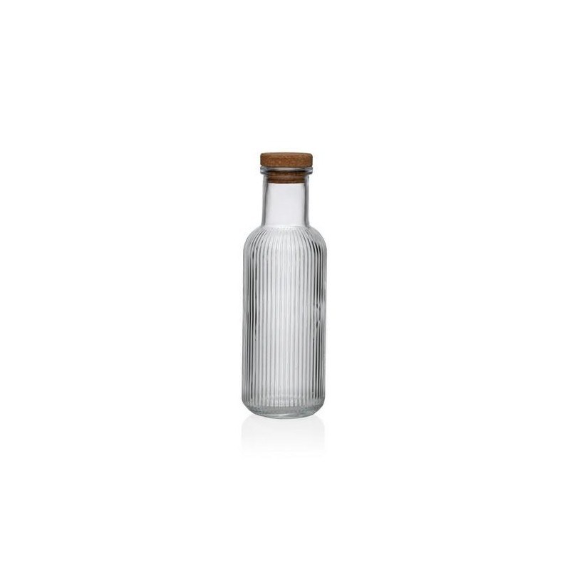 BOTELLA TRANSPARENTE RAYAS 1000ML 8.7X8.7X27.8CM
