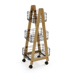 CARRO BAMBU 3 CESTAS NEGRAS 35X26X86CM  21810130
