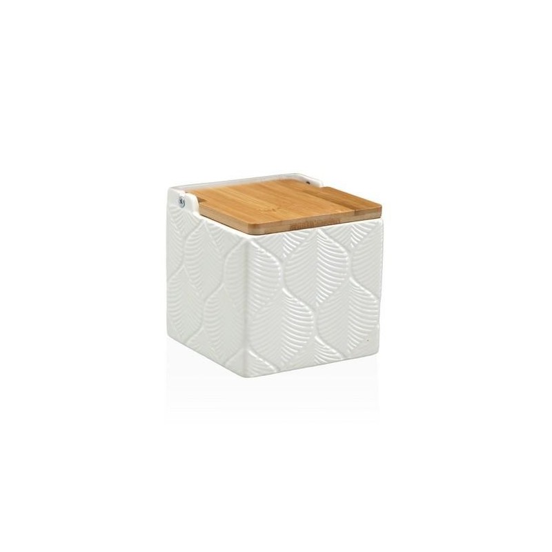 SALERO CUADRADO BLANCO HOJAS 11X11X11CM 22110131