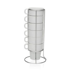 SET 6 TAZAS CAFE C/STAND PORCELANA 150ML 20090596