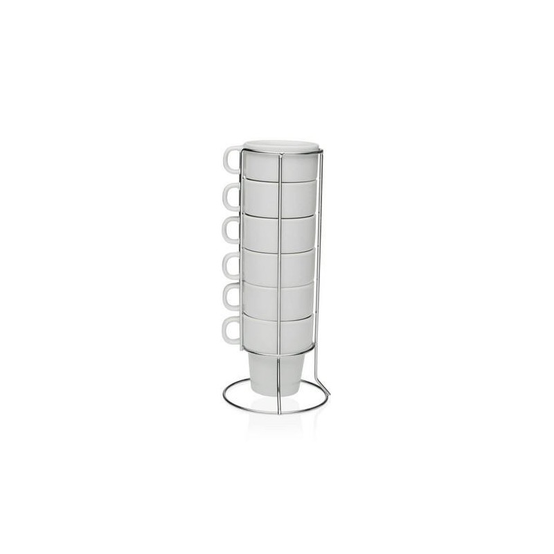 SET 6 TAZAS CAFE C/STAND PORCELANA 150ML 20090596