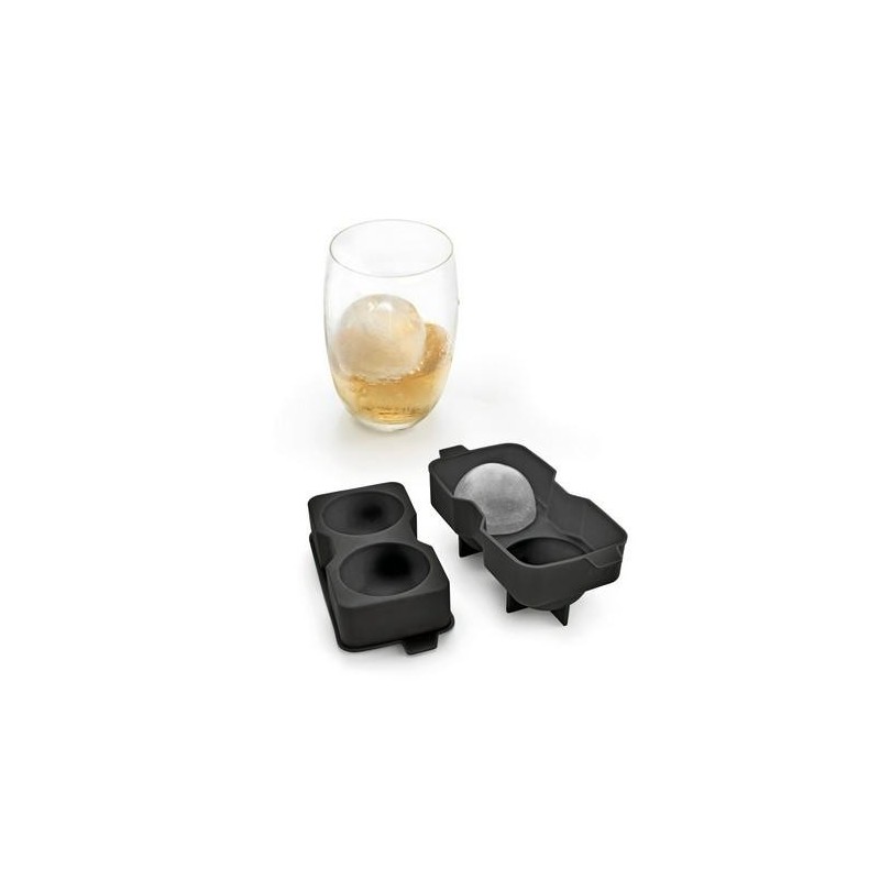MOLDE 2 ESFERA HIELO SILICONA 16,9X7,7X6,6CM NEGRO
