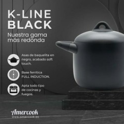 CACEROLA ALTA C/TAPA 20CM 6L K-LINE BLACK KLI0720