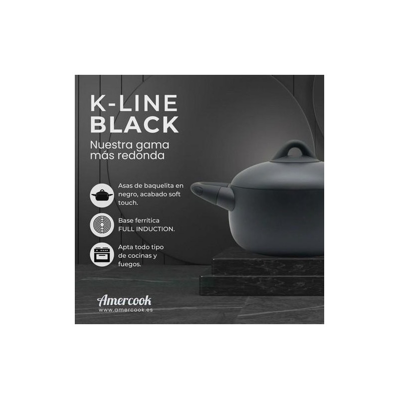 CACEROLA C/TAPA 28CM 7L K-LINE BLACK KLI0528