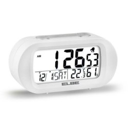 RELOJ DESPERTADOR BLANCO TEMP/HUMEDAD PANTALLA 9CM