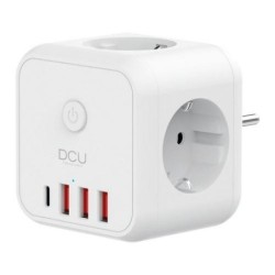 REGLETA CUBO 3 TOMAS + 4 PUERTOS USB 5V/3.4A 3680W