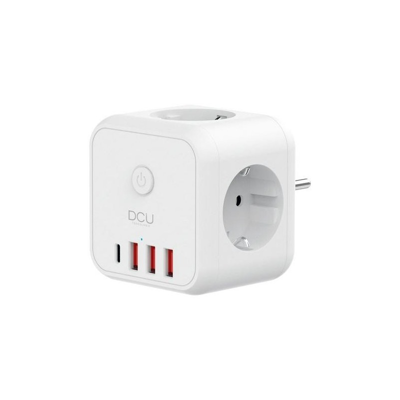 REGLETA CUBO 3 TOMAS + 4 PUERTOS USB 5V/3.4A 3680W