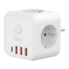 REGLETA CUBO 3 TOMAS + 4 PUERTOS USB 5V/3.4A 3680W