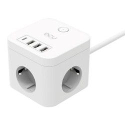 REGLETA CUBO 3 TOMAS+4 PUERTOS USB 5V/3A 3680W